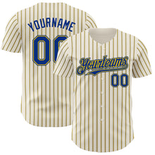 Загрузить изображение в средство просмотра галереи, Custom Cream (Royal Yellow Pinstripe) Royal-Yellow Authentic Baseball Jersey
