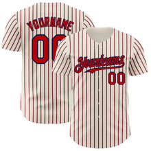 Load image into Gallery viewer, Custom Cream (Navy Red Pinstripe) Red-Navy Authentic Baseball Jersey
