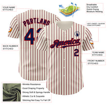 Load image into Gallery viewer, Custom Cream (Navy Red Pinstripe) Navy-Red Authentic Baseball Jersey

