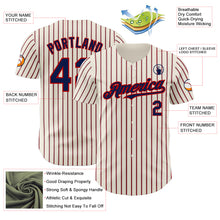 Charger l&#39;image dans la galerie, Custom Cream (Navy Red Pinstripe) Navy-Red Authentic Baseball Jersey
