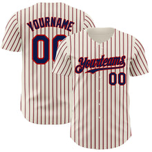 Charger l&#39;image dans la galerie, Custom Cream (Navy Red Pinstripe) Navy-Red Authentic Baseball Jersey
