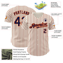 Charger l&#39;image dans la galerie, Custom Cream (Navy Orange Pinstripe) Navy-Orange Authentic Baseball Jersey
