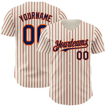 Charger l&#39;image dans la galerie, Custom Cream (Navy Orange Pinstripe) Navy-Orange Authentic Baseball Jersey
