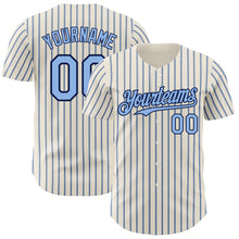 Charger l&#39;image dans la galerie, Custom Cream (Navy Light Blue Pinstripe) Light Blue-Navy Authentic Baseball Jersey
