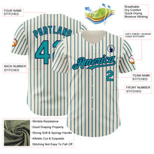 Charger l&#39;image dans la galerie, Custom Cream (Navy Teal Pinstripe) Teal-Navy Authentic Baseball Jersey
