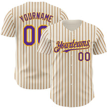 Charger l&#39;image dans la galerie, Custom Cream (Purple Gold Pinstripe) Purple-Gold Authentic Baseball Jersey
