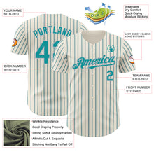 Charger l&#39;image dans la galerie, Custom Cream (Teal Gray Pinstripe) Teal-Gray Authentic Baseball Jersey
