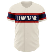 Load image into Gallery viewer, Custom Cream Red-Navy Authentic Baseball Jersey
