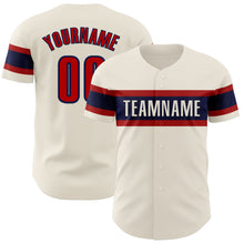 Load image into Gallery viewer, Custom Cream Red-Navy Authentic Baseball Jersey
