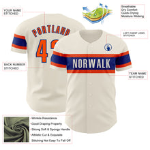 Load image into Gallery viewer, Custom Cream Orange-Royal Authentic Baseball Jersey
