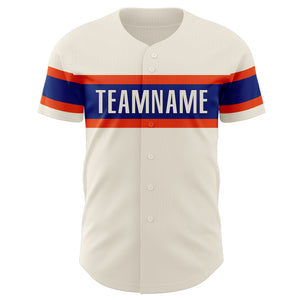 Custom Cream Royal-Orange Authentic Baseball Jersey