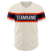 Load image into Gallery viewer, Custom Cream Navy-Orange Authentic Baseball Jersey
