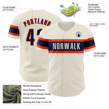 Load image into Gallery viewer, Custom Cream Navy-Orange Authentic Baseball Jersey
