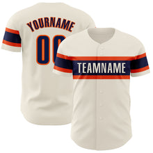 Load image into Gallery viewer, Custom Cream Navy-Orange Authentic Baseball Jersey
