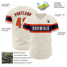 Load image into Gallery viewer, Custom Cream Orange-Navy Authentic Baseball Jersey
