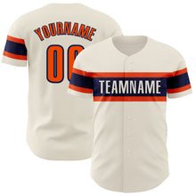 Load image into Gallery viewer, Custom Cream Orange-Navy Authentic Baseball Jersey
