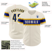 Load image into Gallery viewer, Custom Cream Royal-Yellow Authentic Baseball Jersey
