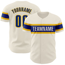 Load image into Gallery viewer, Custom Cream Royal-Yellow Authentic Baseball Jersey
