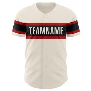 Custom Cream Vintage USA Flag Black-Red Authentic Baseball Jersey