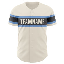 Load image into Gallery viewer, Custom Cream Light Blue-Steel Gray Authentic Baseball Jersey
