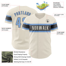 Load image into Gallery viewer, Custom Cream Light Blue-Steel Gray Authentic Baseball Jersey
