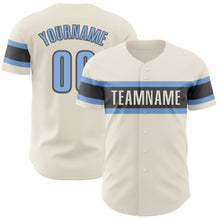 Load image into Gallery viewer, Custom Cream Light Blue-Steel Gray Authentic Baseball Jersey
