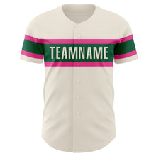 Загрузить изображение в средство просмотра галереи, Custom Cream Pink-Kelly Green Authentic Baseball Jersey
