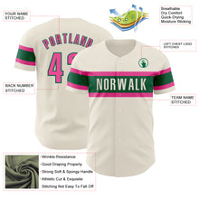 Загрузить изображение в средство просмотра галереи, Custom Cream Pink-Kelly Green Authentic Baseball Jersey
