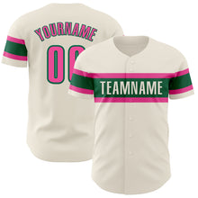 Загрузить изображение в средство просмотра галереи, Custom Cream Pink-Kelly Green Authentic Baseball Jersey
