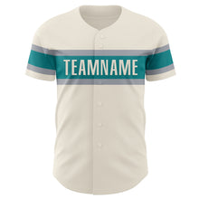 Load image into Gallery viewer, Custom Cream Teal-Gray Authentic Baseball Jersey
