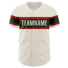 Load image into Gallery viewer, Custom Cream Red-Green Authentic Baseball Jersey
