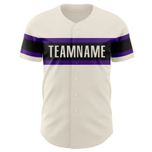 Load image into Gallery viewer, Custom Cream Purple-Black Authentic Baseball Jersey
