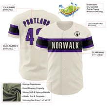 Load image into Gallery viewer, Custom Cream Purple-Black Authentic Baseball Jersey
