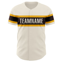 Load image into Gallery viewer, Custom Cream Brown-Gold Authentic Baseball Jersey
