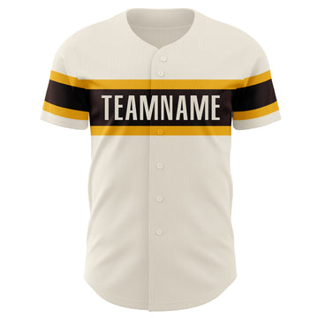 Custom Cream Brown-Gold Authentic Baseball Jersey