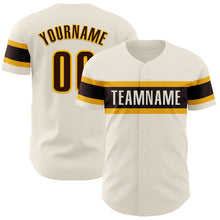 Load image into Gallery viewer, Custom Cream Brown-Gold Authentic Baseball Jersey
