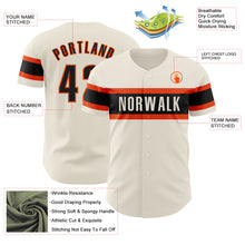 Load image into Gallery viewer, Custom Cream Black-Orange Authentic Baseball Jersey
