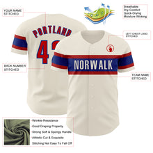 Load image into Gallery viewer, Custom Cream Red-Royal Authentic Baseball Jersey
