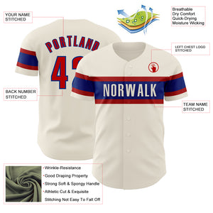 Custom Cream Red-Royal Authentic Baseball Jersey