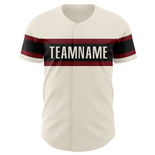 Load image into Gallery viewer, Custom Cream Crimson-Black Authentic Baseball Jersey
