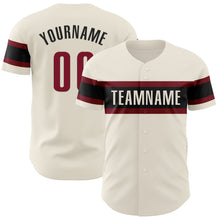 Load image into Gallery viewer, Custom Cream Crimson-Black Authentic Baseball Jersey
