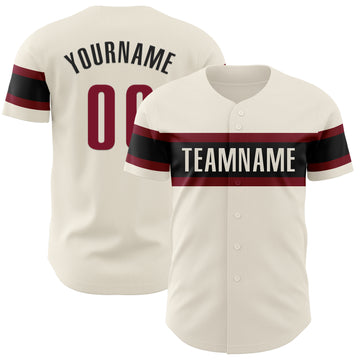 Custom Cream Crimson-Black Authentic Baseball Jersey