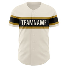 Load image into Gallery viewer, Custom Cream Black-Old Gold Authentic Baseball Jersey
