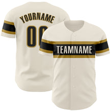 Load image into Gallery viewer, Custom Cream Black-Old Gold Authentic Baseball Jersey
