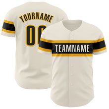 Load image into Gallery viewer, Custom Cream Black-Gold Authentic Baseball Jersey
