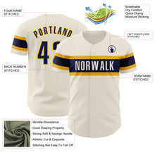 Load image into Gallery viewer, Custom Cream Navy-Gold Authentic Baseball Jersey
