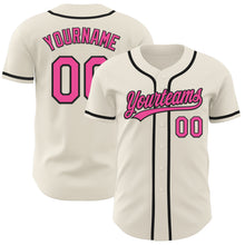 Load image into Gallery viewer, Custom Cream Pink-Black Authentic Baseball Jersey
