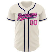 Load image into Gallery viewer, Custom Cream Pink-Navy Authentic Baseball Jersey
