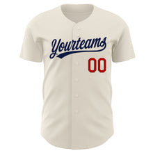 Load image into Gallery viewer, Custom Cream Navy-Red Authentic Baseball Jersey
