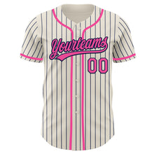 Загрузить изображение в средство просмотра галереи, Custom Cream Navy Pinstripe Pink Authentic Baseball Jersey
